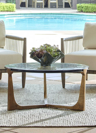 Uttermost Outdoor Borneo Wood Cushion Lounge Set with Wooden Table