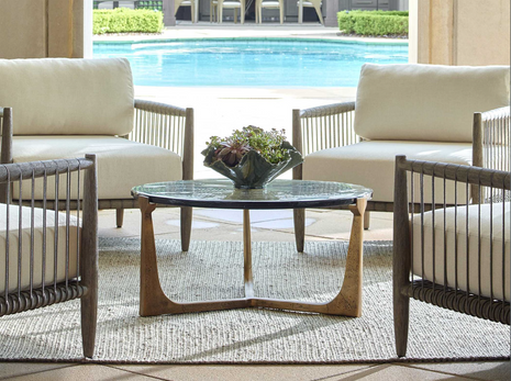 Uttermost Outdoor Borneo Wood Cushion Lounge Set with Wooden Table