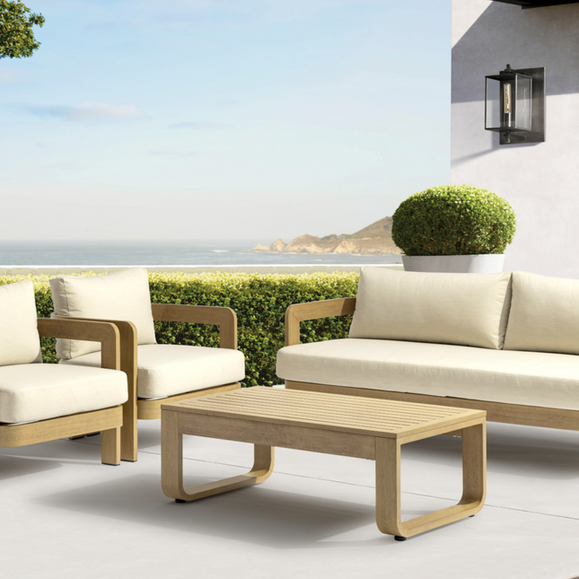 Whiteline Modern Living Outdoor Sally Beige Wood Cushion Lounge Set