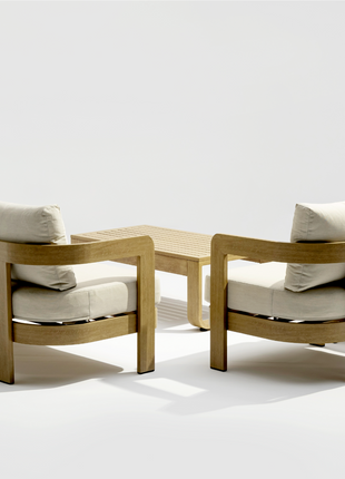 Whiteline Modern Living Outdoor Sally Beige Wood Cushion Lounge Set