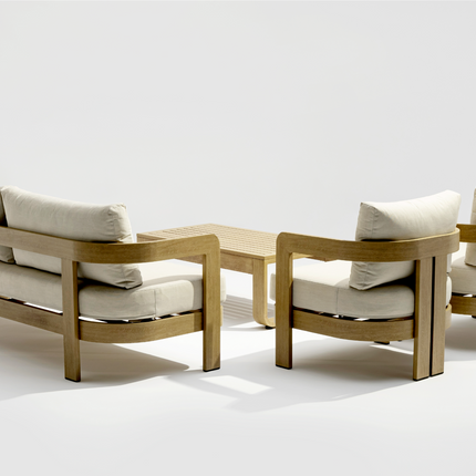 Whiteline Modern Living Outdoor Sally Beige Wood Cushion Lounge Set