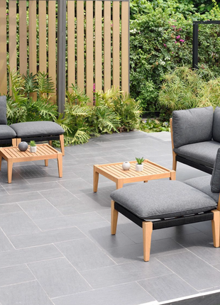 International Home Miami Amazonia Malmo 8 Piece Wood Outdoor Patio Lounge Set, Slate Gray