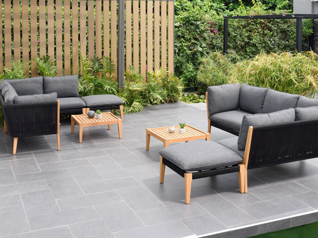 International Home Miami Amazonia Malmo 8 Piece Wood Outdoor Patio Lounge Set, Slate Gray