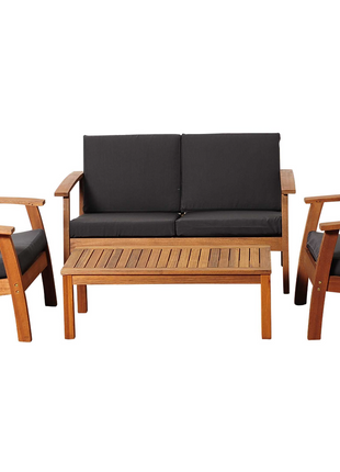 International Home Miami Amazonia Eucalyptus Four Piece Murano Conversation Set with Black Cushions