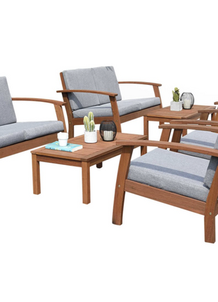 International Home Miami Amazonia Burano 8 Piece Wood Cushion Conversation Set