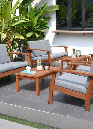 International Home Miami Amazonia Burano 8 Piece Wood Cushion Conversation Set