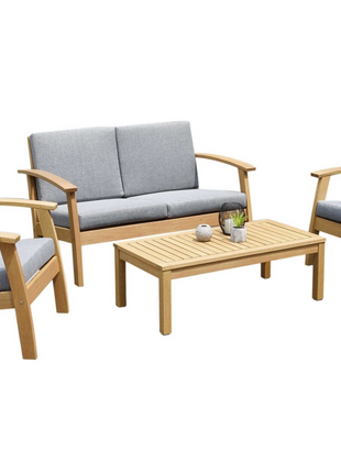 International Home Miami Amazonia Burano 4 Piece Wood Cushion Outdoor Lounge Set