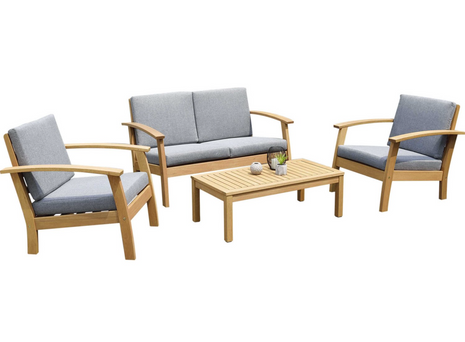 International Home Miami Amazonia Burano 4 Piece Wood Cushion Outdoor Lounge Set