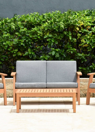 International Home Miami Amazonia Burano 4 Piece Wood Cushion Outdoor Lounge Set