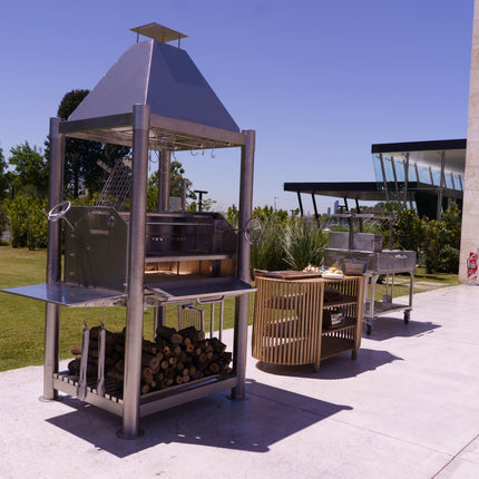 Tagwood BBQ 02SS Argentine Santa Maria Wood Fire & Charcoal Gaucho Grill all Stainless Steel PRE-ORDER