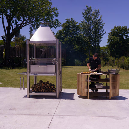 Tagwood BBQ 02SS Argentine Santa Maria Wood Fire & Charcoal Gaucho Grill all Stainless Steel PRE-ORDER