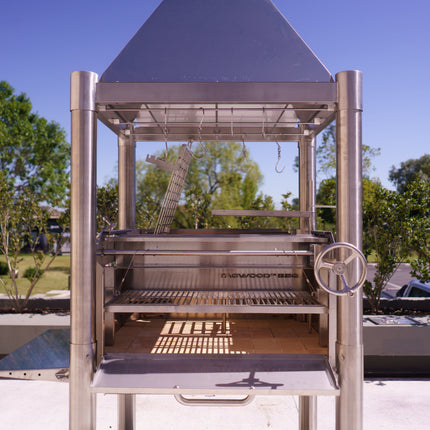 Tagwood BBQ 02SS Argentine Santa Maria Wood Fire & Charcoal Gaucho Grill all Stainless Steel PRE-ORDER