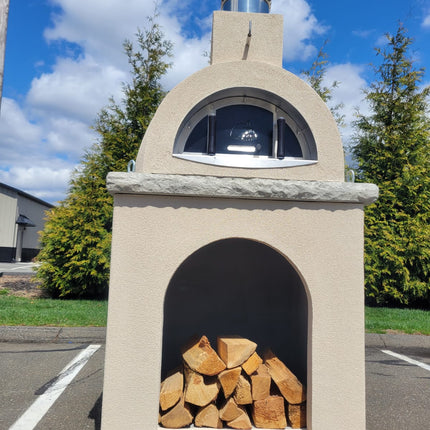 Traditional Wood Fired Brick Pizza Oven - Sierra Dune with Matching Base